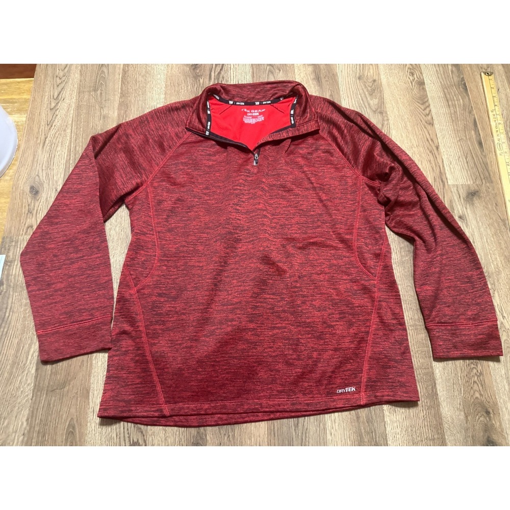 Tek Gear Dry Tek Sweater, Men's Size Medium, Red Black, 1/4 Zipper
